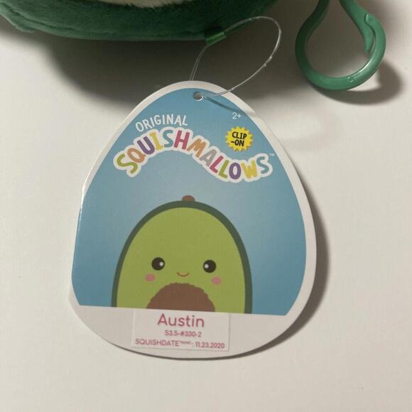 NEW 3.5” "Austin the Avocado” Kellytoy Squishmallow Plush Keychain / Clip-On - Picture 3 of 3